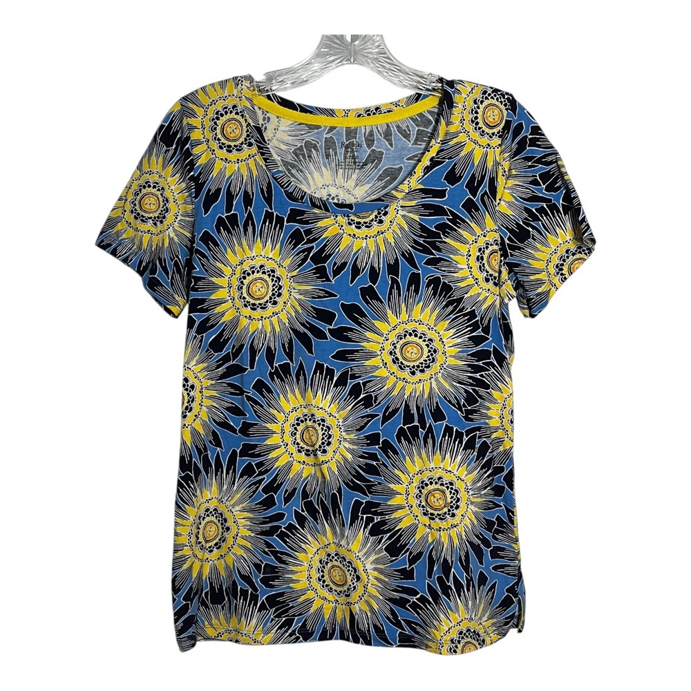Rafaella Weekend Floral Print Short Sleeve Top Blue Yellow‎ Black